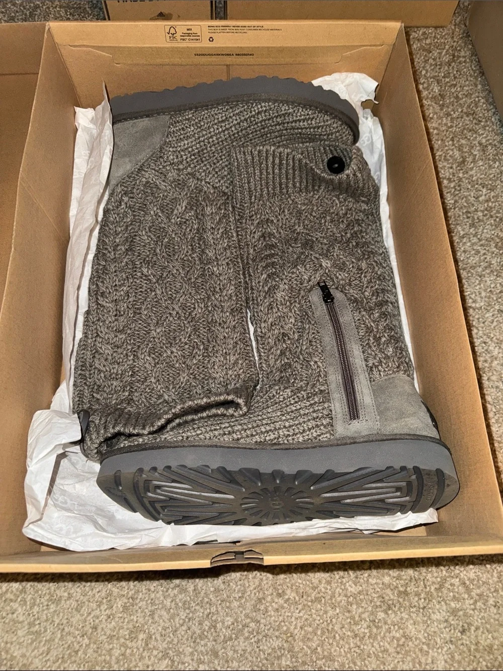 UGG Gray Knit Tall Winter & Rain Boots